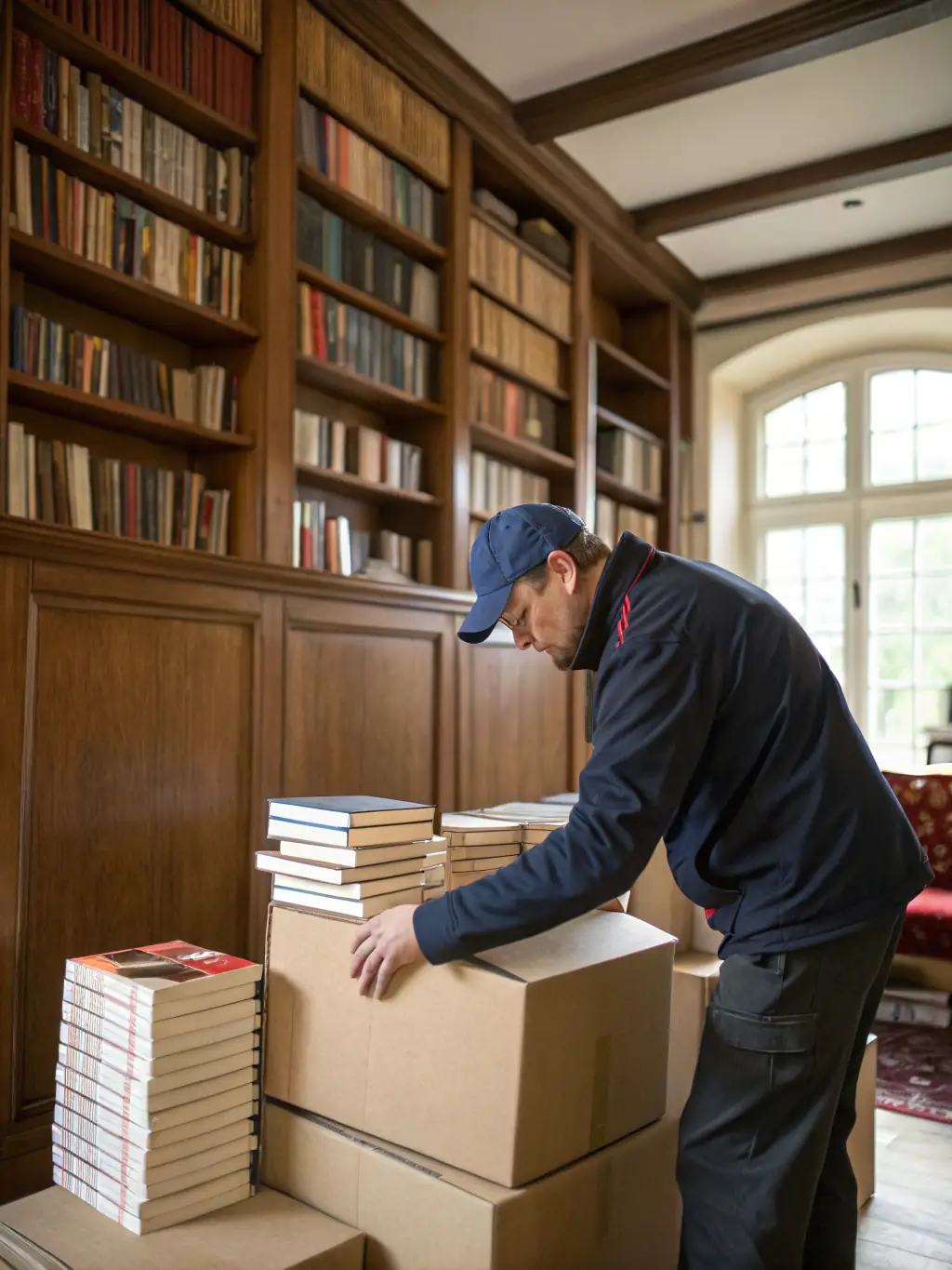 A detailed image of Nexvia ProSign Events staff efficiently managing book inventory, highlighting the streamlined logistics and organization they provide.