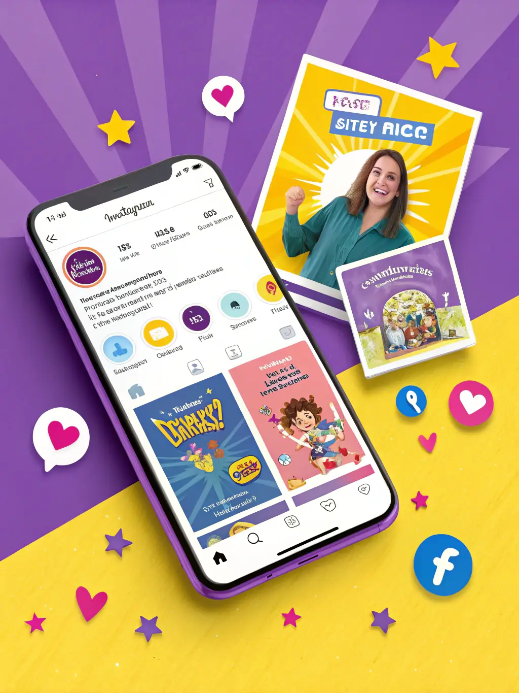 A vibrant social media post promoting a book signing event, featuring eye-catching graphics and engaging text, illustrating effective audience marketing.