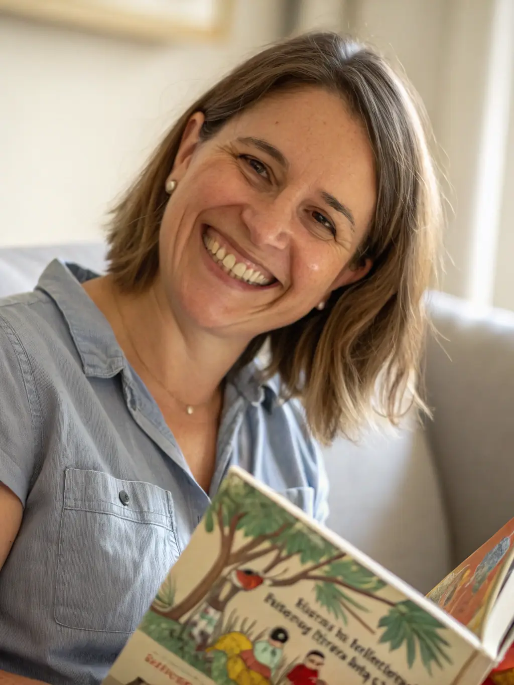 An event coordinator assisting an author during a book signing, ensuring a smooth and engaging experience for both the author and attendees, demonstrating on-site event management.